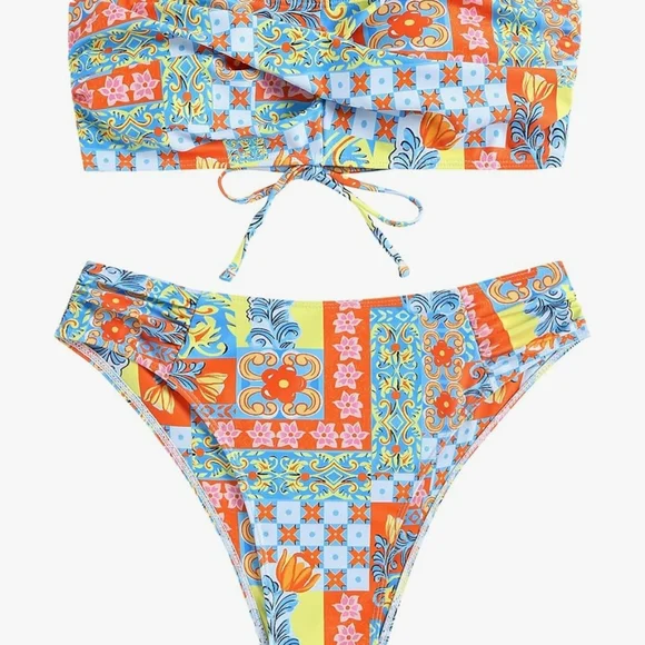 Zaful Multicolor Strapless Bikini - Picture 2 of 10